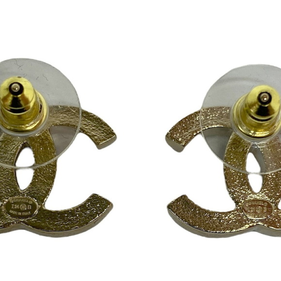 CHANEL Coco Mark Earrings I24B Gold Pink CC Accessories Women Men - Picture 2 of 6